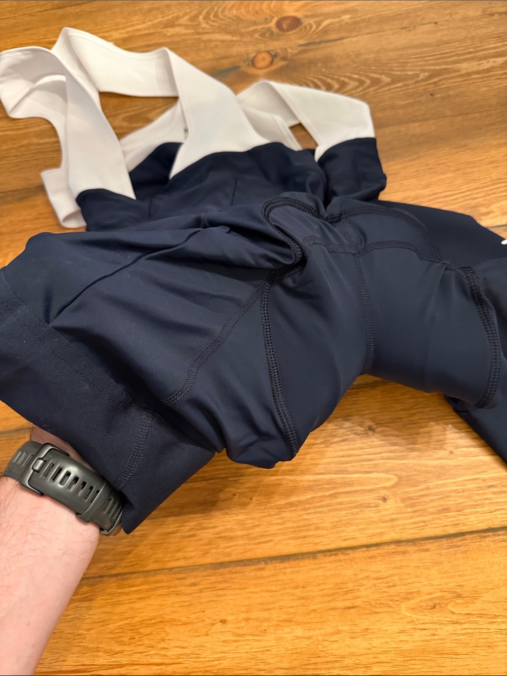 Rapha Navy Blue Cycling Bib Shorts with White Straps - Picture 6 of 8
